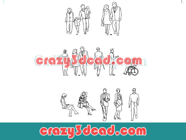 Free autocad blocks-people in elevation